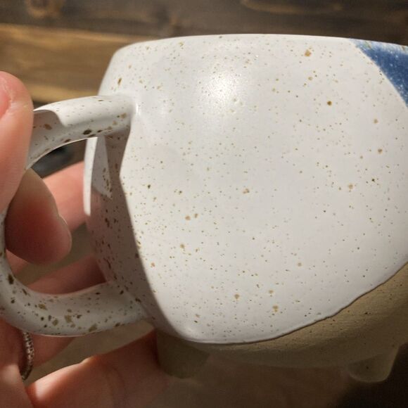 Blueprint Navy Blue Tan and White Speckled Perky Ceramic Mug with Feet - Picture 4 of 7